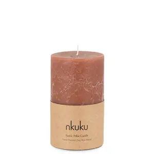 Nkuku Rustic Soy Blend Pillar Candle Rust Small